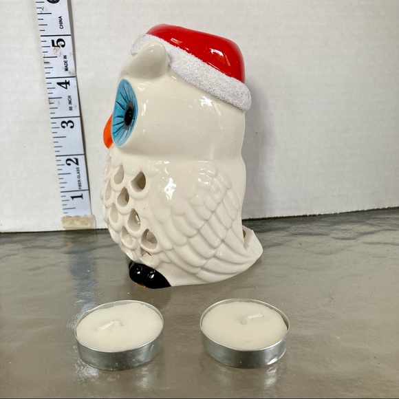SANTA OWL Holiday Candle Holder with 2 Tea Candles Mainstays 3.62 x 3.7 in - Picture 8 of 11